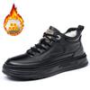 Осенне-зимние теплые повседневные кожаные туфли из натуральной шерсти с верхним слоем из коровьей кожи, модные брендовые мужские повседневные туфли на шнуровке для сноуборда