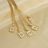 Name Letter Shell Pendant Necklaces White Square Initials Stainless Steel Necklace Gold Color Chain Jewelry for Women