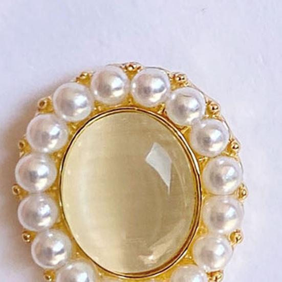 1 пара сережек из искусственного жемчуга, винтажные роскошные овальные серьги из искусственного опала из нержавеющей стали, легкие противоаллергенные украшения для ушей, ювелирные изделия для леди, свадьбы, выпускного банкета, банкета