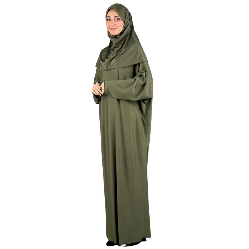 Women Prayer Clothes With Hijab Muslim Outfits Long Robe Abaya Turkish Islamic Dresses Dubai Kaftan With Rosary