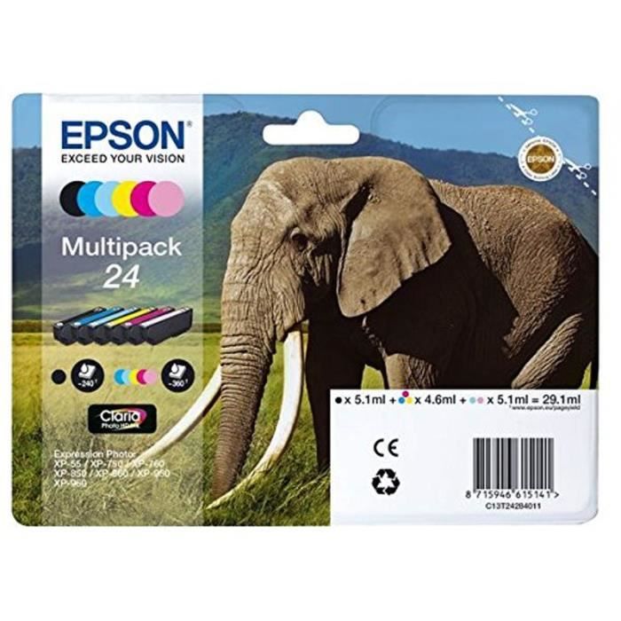 Cartouches d'encre epson t2428 multipack noir + couleurs - epson claria photo hd ink - capacité 29.1 ml