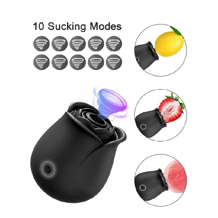 Rose Sucking Vibrator Female Nipple Clitoral Sucking Stimulator G Spot Vibrator with 10 Sucking Modes Adult Sex Toys for Women