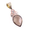 Natural Smoky Quartz 925 Solid Sterling Silver TwoTone Gift Pendant 1.75" W7j21
