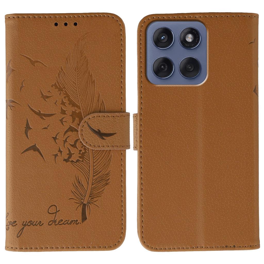 For Motorola Edge 60 5G/60 Fusion 5G Case Feather Imprint PU Leather Wallet Phone Cover