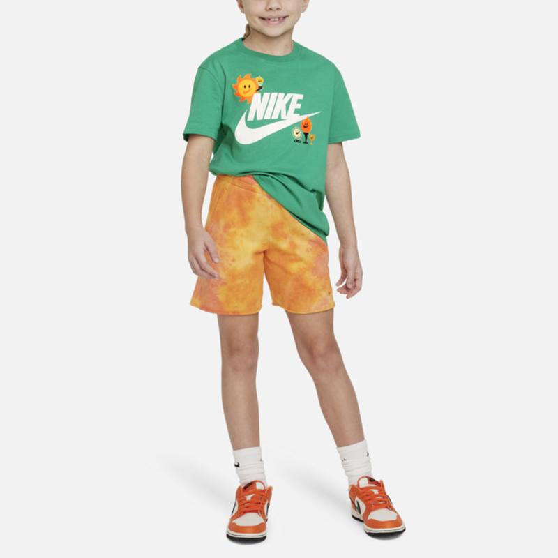 Nike Футболка с коротким рукавом и круглым вырезом с принтом мультяшного логотипа, детские топы, стадионно-зеленый FJ7237-324