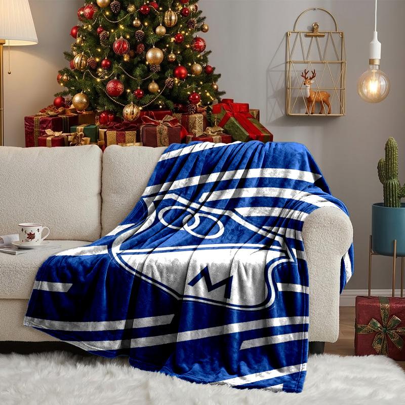 Blue White Crest Pattern Blanket Lightweight Ideal Bedding Blanket Perfect for Travel, Camping, Living Rooms, Offices, Sofas, Fan Christmas gift