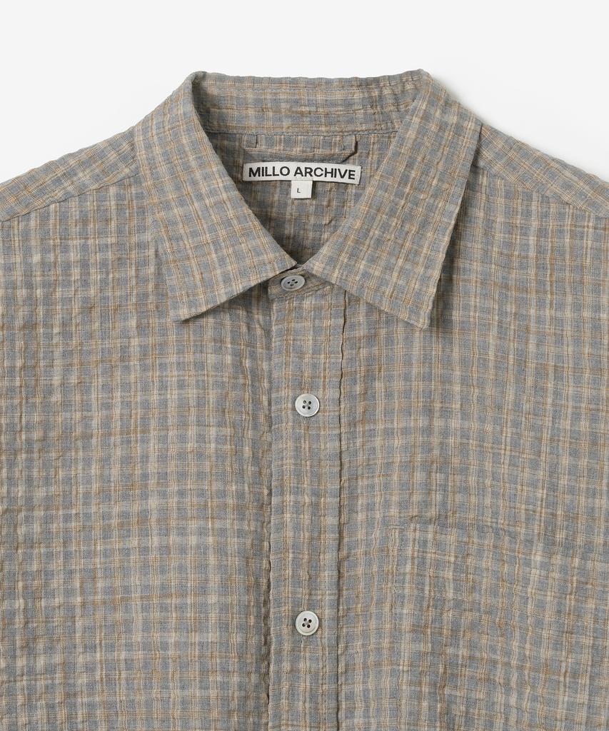 MILLO ARCHIVE Box Check Roll-Up Shirt [Mocha Beige]