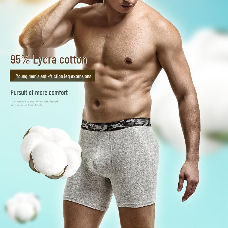 Мужские хлопковые боксеры-брифы против натирания - Большой размер, Дышащие для спорта и бега