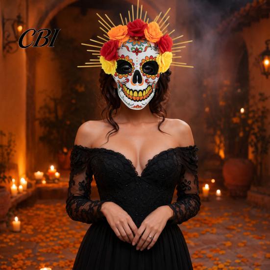 Skull Mask Mardi Gras Mask, Venetian Party Sugar Undead Bride Masquerade Masks for Halloween Cosplay Mexican Day Of The Dead