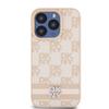 Dkny Leather Checkered Mono Pattern & Printed Stripes Case For Iphone 15 Pro Max - Pink
