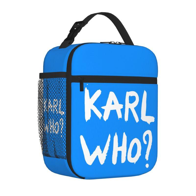 Karl Who Slogan Print Lunch Bag Portable Insulated Meal Bags Reusable Thermal Oxford Bento Tote for School Travel Picnic Beach