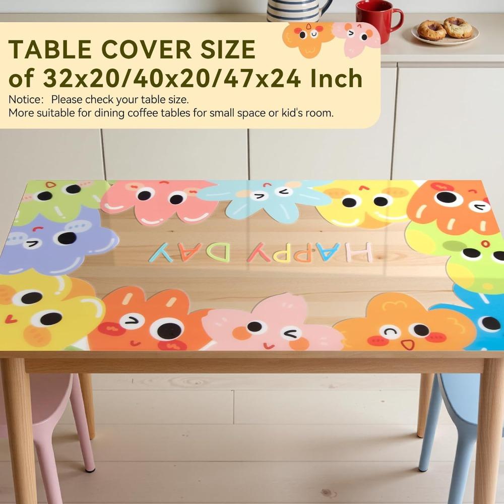 Kids' Table Protector Cover 47x24 Inch-Cute Cartoon Printed Waterproof Oil-Proof PVC Pad Desk Protector Mat