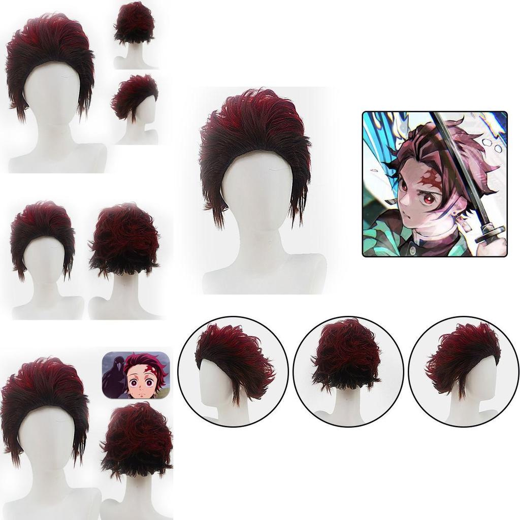 Tanjirou Koamon Cosplay Anime Short Wig High Quality Fashionable Design 20cm