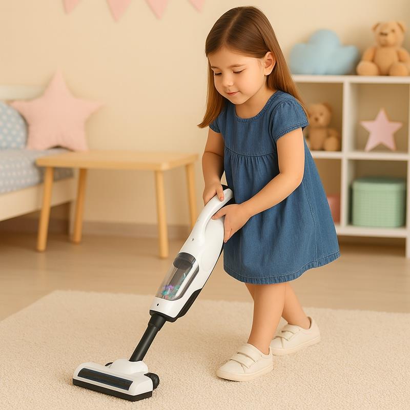 2in1 Children' Vacuum Cleaner Vertical Handheld Suction Function Sounds Toy Household Appliances