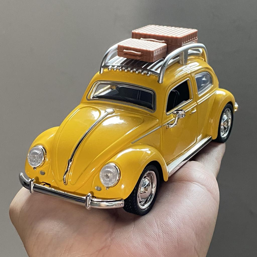 AABLC1 1:32 Volkswagen Beetle Travel version Compact sedan Alloy Metal Diecast Model Car Sound & Light Pull Back Collectibles Hobby Boy