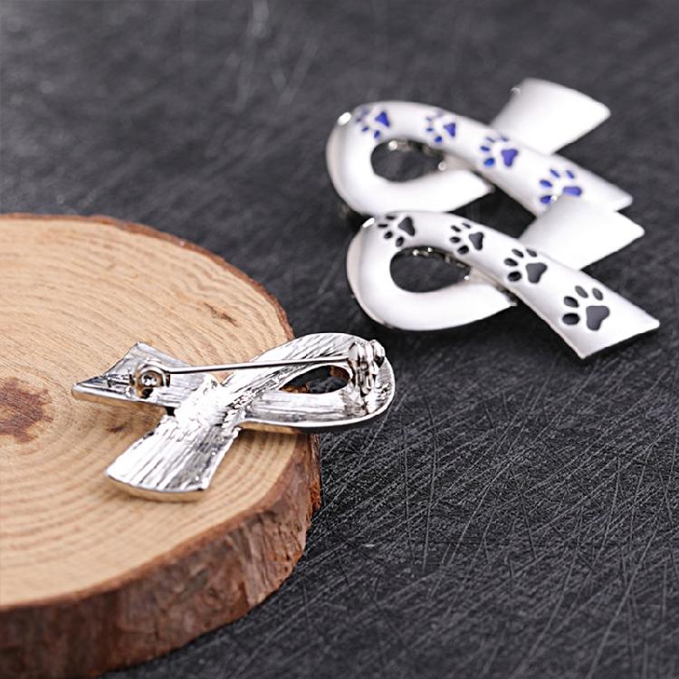 Exquisite Dog Paw Print Ribbon Brooch Pin Fundraiser Campaign Events Breastpin