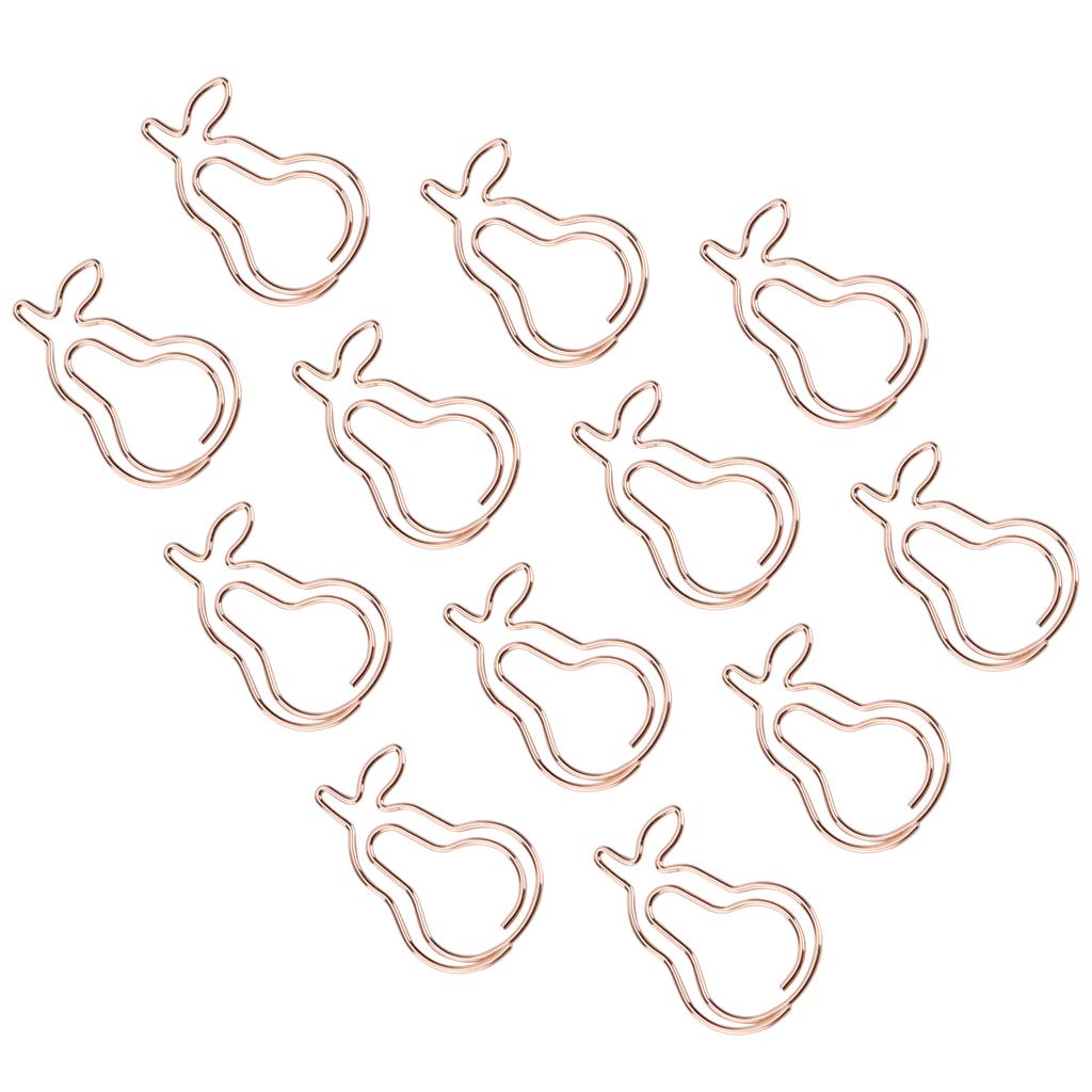 12pcs Professional Cute Pear Shaped Paper Clip Document Organizing Paper Clip (Rose Gold)