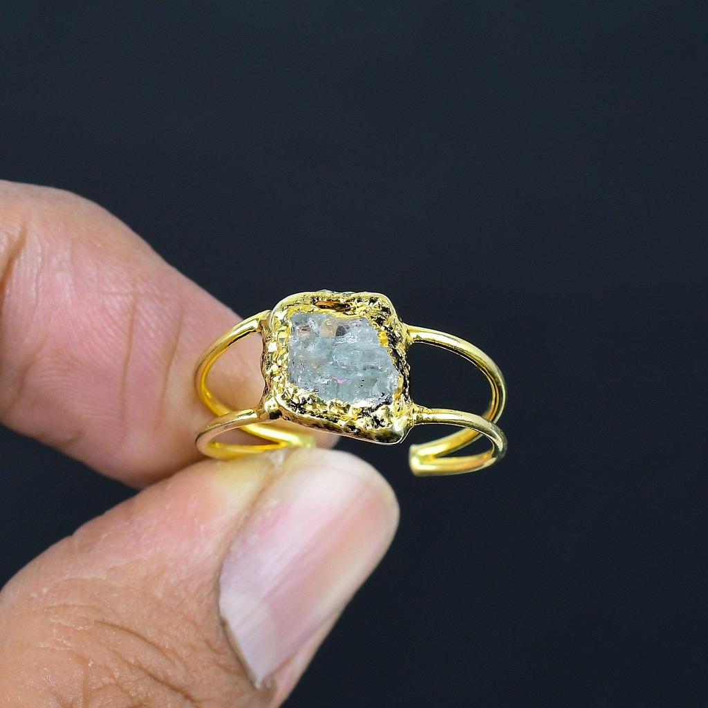 Кольцо из горного хрусталя ручной работы, кольцо с гальваническим покрытием из меди, антикварное украшение, регулируемое кольцо, подарок на помолвку