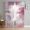 Watercolor Pink Marble Sheer Curtains For Living Room Modern Bedroom Tulle Curtains Window Drapes Decor