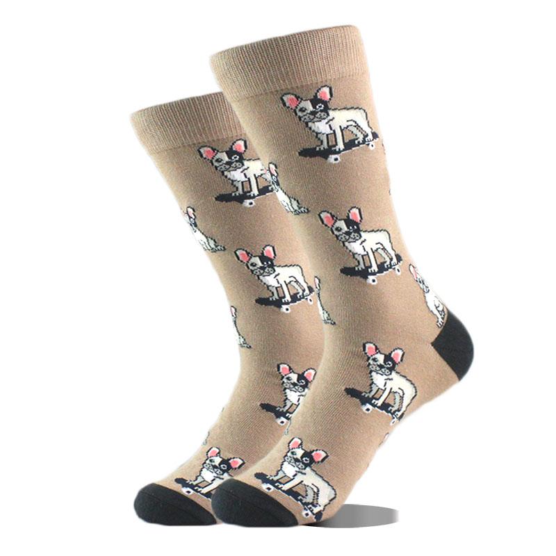 Happy Funny Socks Men Animal Lion Sloth Shark Crazy Design Sokken Unisex Novelty Violin Carrot Crew Skateboard Calcetines Hombre