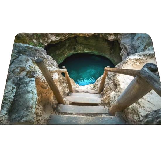 Yousheng 3D Ковер с ямой Реалистичный коврик для пола с бездонной ямой Забавный ковер с оптической иллюзией с нескользящей основой для прихожей, гостиной, ванной комнаты