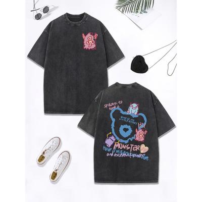 Милая глупая футболка с принтами граффити монстров, женская хлопковая футболка оверсайз с круглым вырезом, удобные топы, женская одежда
