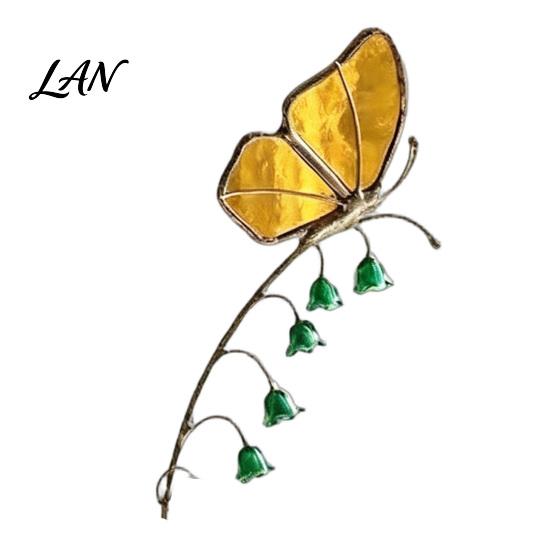 Metal Insect Garden Stakes Iridescent Dragonfly/Butterfly/Ladybug/Bee/Snail Stake, Lily of The Valley Yard Art for Snail Lawn Decor Mom Mother's