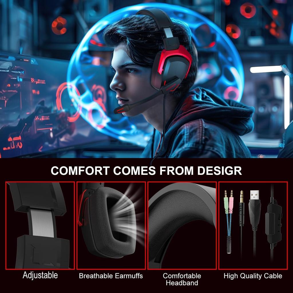 Игровая гарнитура с микрофоном, стереогарнитура для PS4 PS5 ПК Xbox One Nintendo Switch, игровые наушники-вкладыши для ноутбука/планшета
