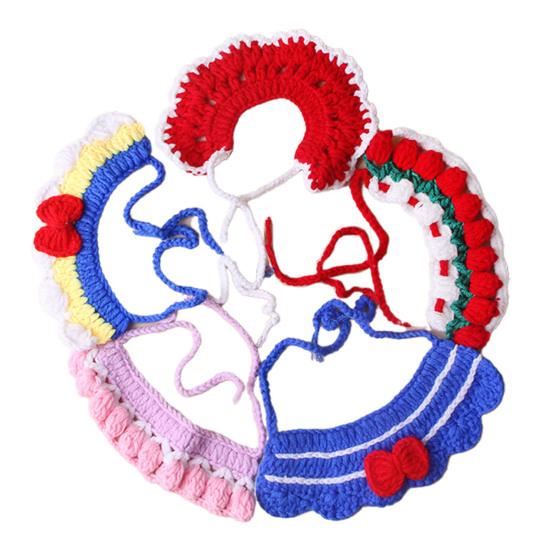 Knitted Pet Collar Tie Adjustable Handmade Small Animals Collar Strap for Chicken Duck Goose Parrot Rabbits