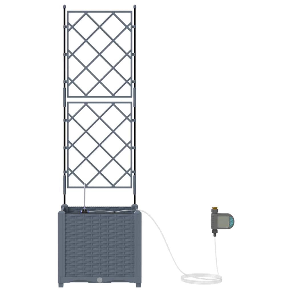 Garden Planter 2 pcs Light Grey 40 x 40 x 142 cm Plastic
