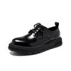Fashion Black British Style Thick Bottom Round Toe Patent Leather Shoes Work Shoes Handmade Casual Formal Oxford Shoes Lace Up Men Shoes