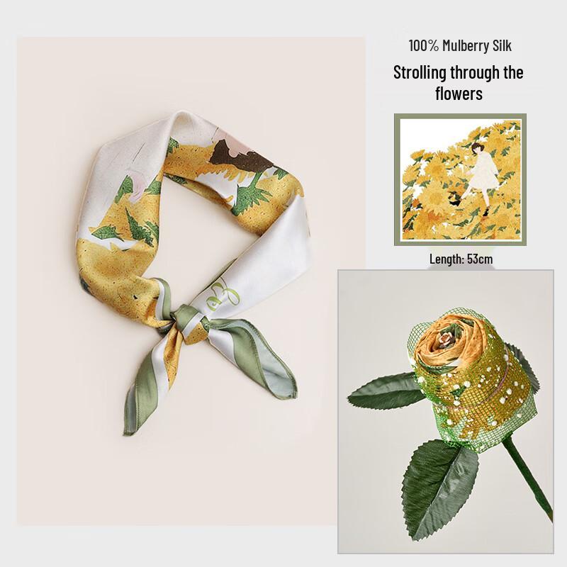 Elegant Mulberry Silk Scarf Flower Gift