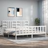 VidaXL Bed Frame with Headboard White 200x200 Cm Solid Wood 3191992