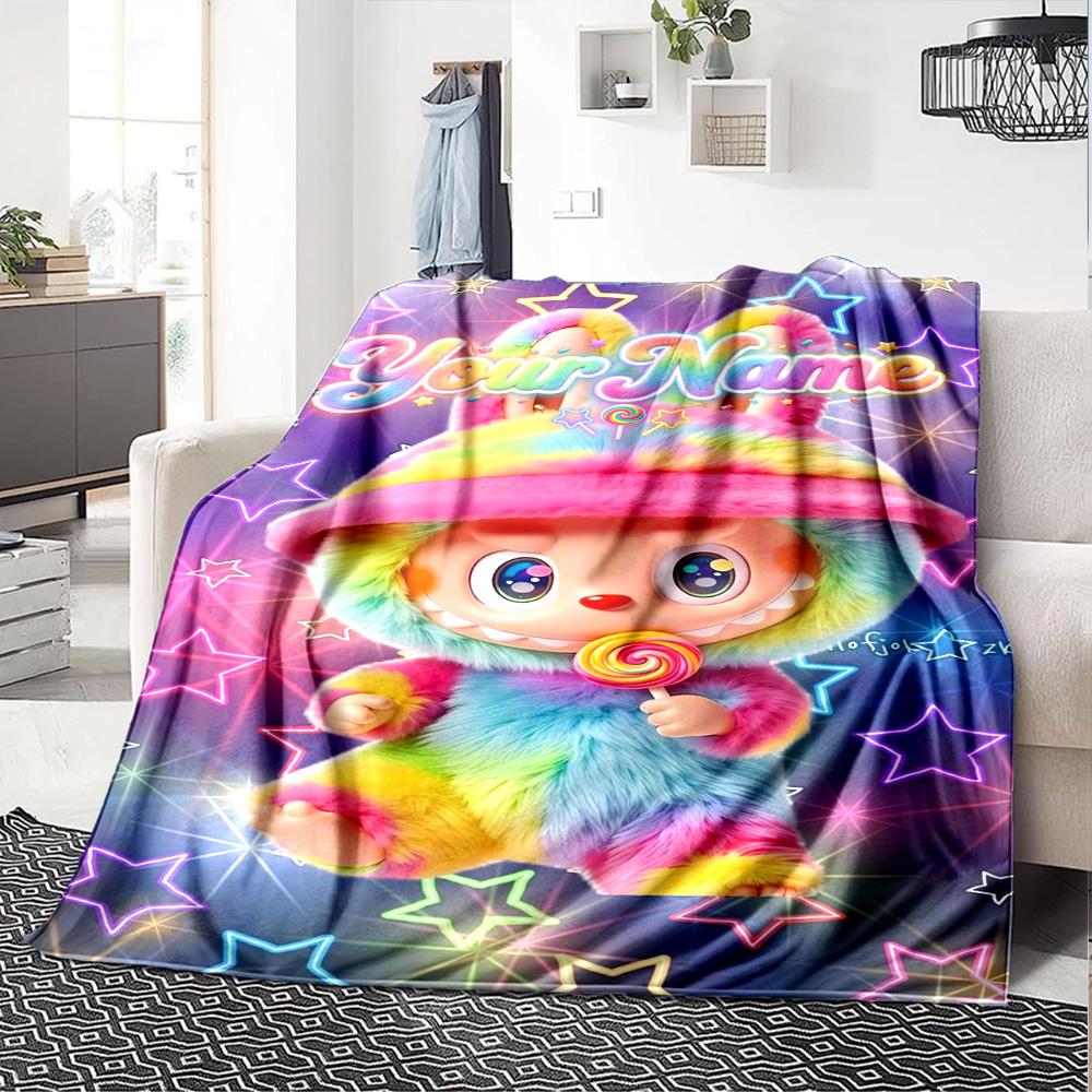 Labubu Personalized Name Blanket Multi-purpose Personalized Blanket Ultra-Soft Perfect for Living Room Bedding Picnics Sofa Four Seasons Multipurpose