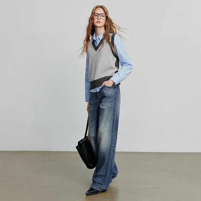 Chuyu Women's V-Neck Color Block Knit Vest