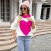 Women's Autumn and Winter Love Heart Round Neck Knitted Pullover Sweater