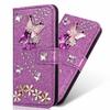Applicable to iPhone17ProMax colorful butterfly diamond mobile phone case Apple 16 leather case glitter butterfly point diamond protective case