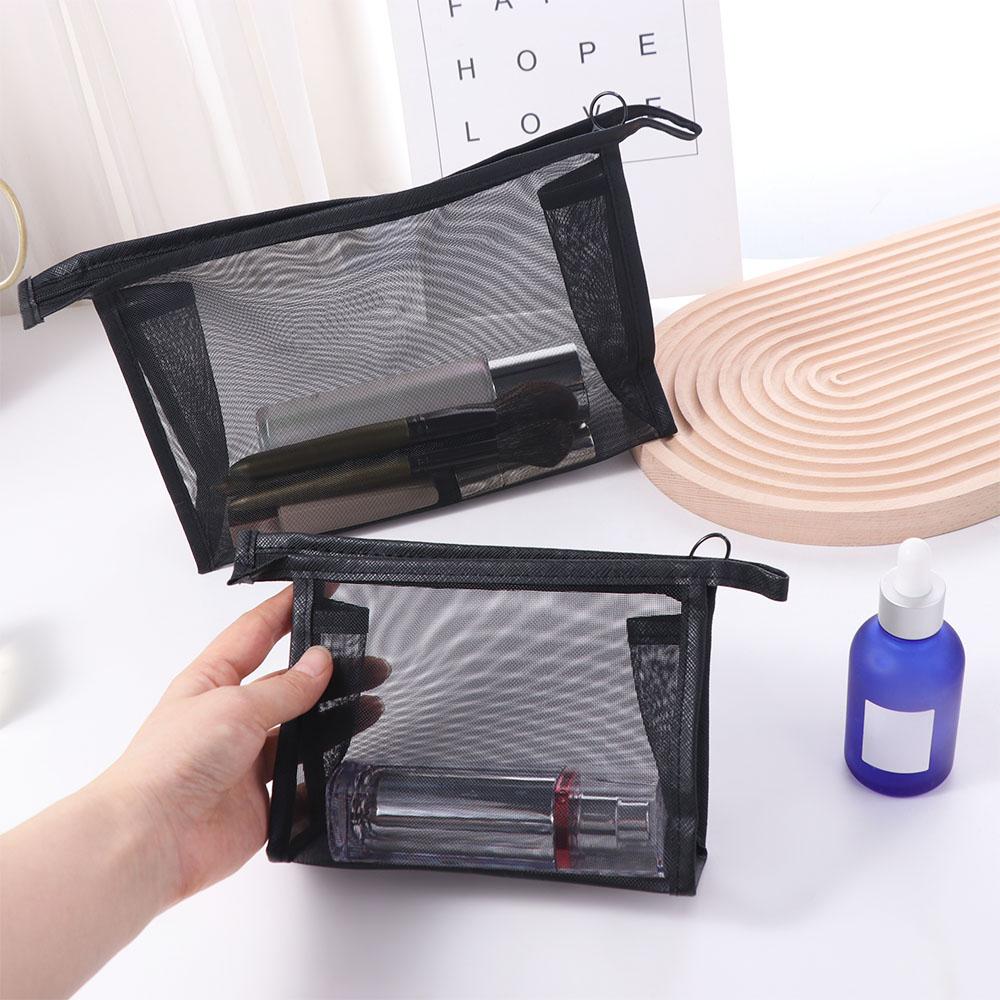 Casual Mesh Makeup Bag Zipper Storage Toiletry Bag Lipstick Bag Transparent Cosmetic Bag Outdoor