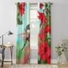 Колибри на красном цветке гибискуса, оконная занавеска для гостиной, спальни, украшение, роскошные кухонные шторы с балдахином