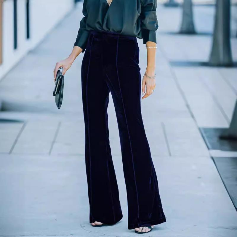 Осенне-зимние женские повседневные брюки Collage Golden Velvet с микроукороченными краями и высокой талией