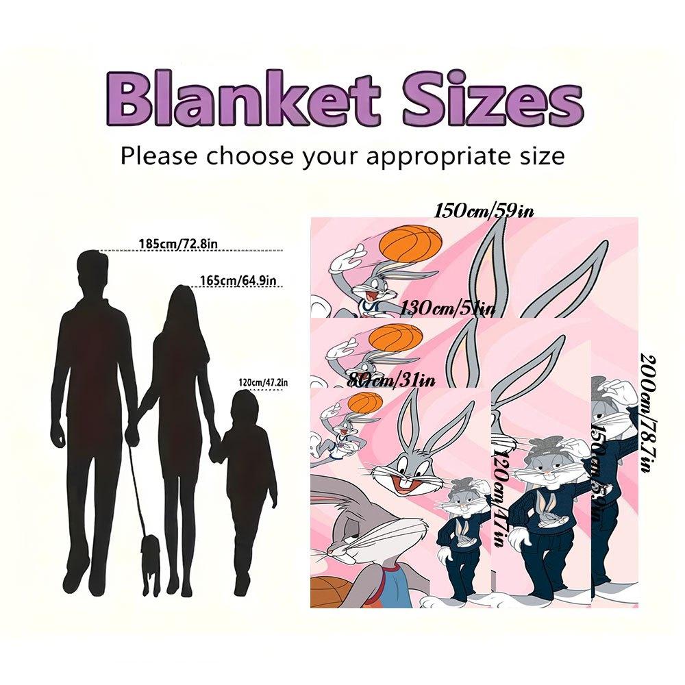 "Cartoon Basketball Player Bugs Bunny Phone Case Cover"Blanket Flannel Throw Blanket for Sofa, Bed, Travel, Camping, Office