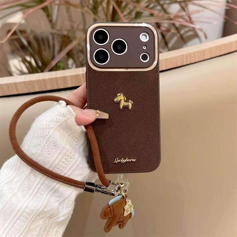 Коричневый чехол-подвеска "Лунный кратер Маленькая лошадка" для iPhone 17 Pro Max - Подходит для Apple 16, 15, 14, Подходит для мужчин и женщин