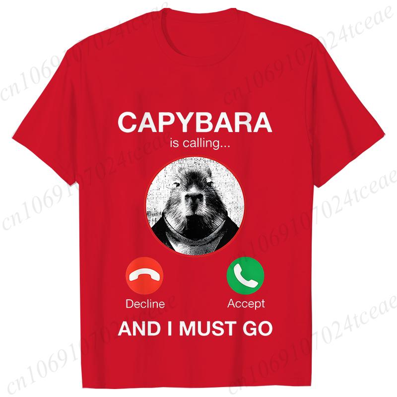 Футболки Capybara Is Calling для женщин, забавные футболки с капибарой, грызуном, животным, для любителей юмора, летняя одежда с коротким рукавом
