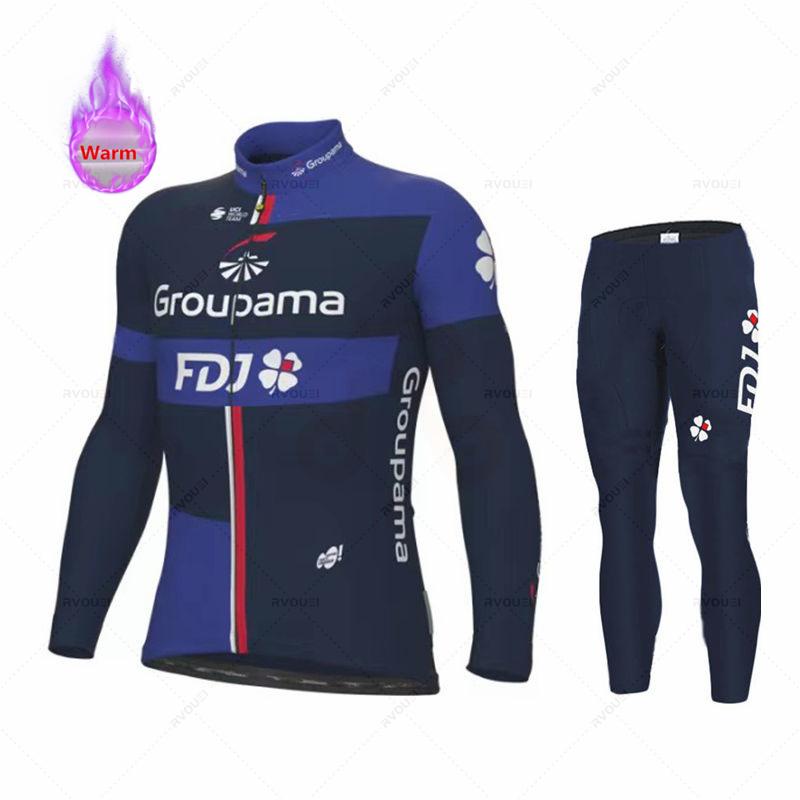 2025 Fdj Winter Thermal Fleece Cycling Jersey Set Sports Team Bike Suit Mountian Bicycle Clothing Ropa Ciclismo Invierno Hombre