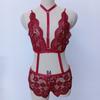 Тонкий кружевный цветок с печеночным костюмом сексуальное женское нижнее белье набор женского боди регулируемого на плече