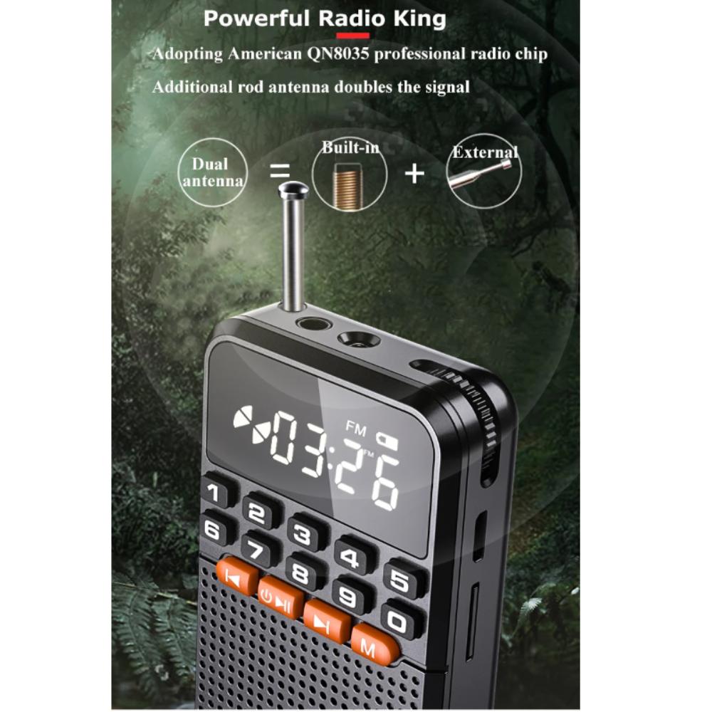 FM Mini Bluetooth Speaker Portable Radio TF Card Music Player Pocket Radio Receiver Camping