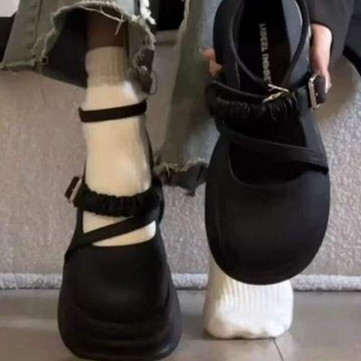 Мэри Джейн темперамент маленькие кожаные туфли женские осень 2025 весна и осень новые на толстой подошве туфли с большим носком японские одинарные туфли универсальные