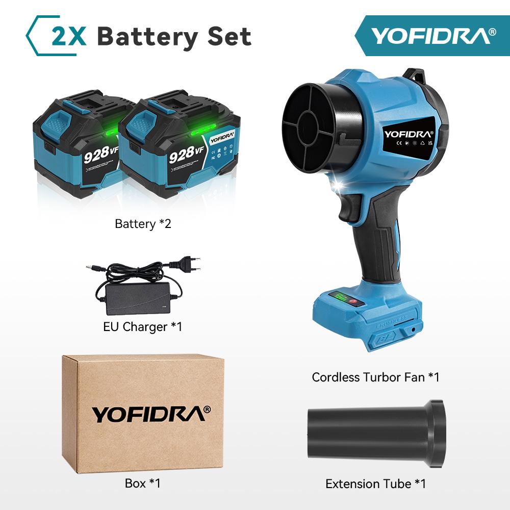Yofidra Бесщеточный электрический турбовентилятор 350 м/с 3000 Вт Беспроводной реактивный воздуходув для снега, листьев, пыли для аккумулятора Makita 18 В