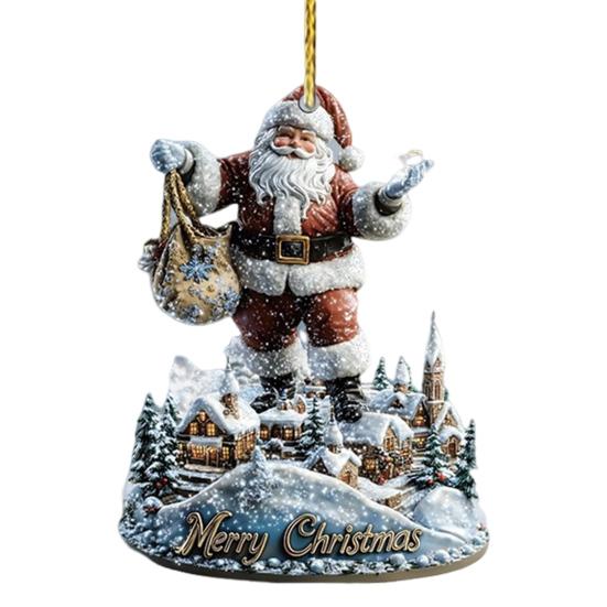 Yousheng Рождественский Снежный Деревенский Дом Украшение Бревенчатая Хижина Дерево Подвесное Украшение Акриловый Подвесной Декор Для Домашней Вечеринки Автомобильный Декор