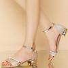 New Bright Leather Low Heel Thick Heel Open Toe Bag Heel One-word Buckle with Versatile Women's Sandals Versatile